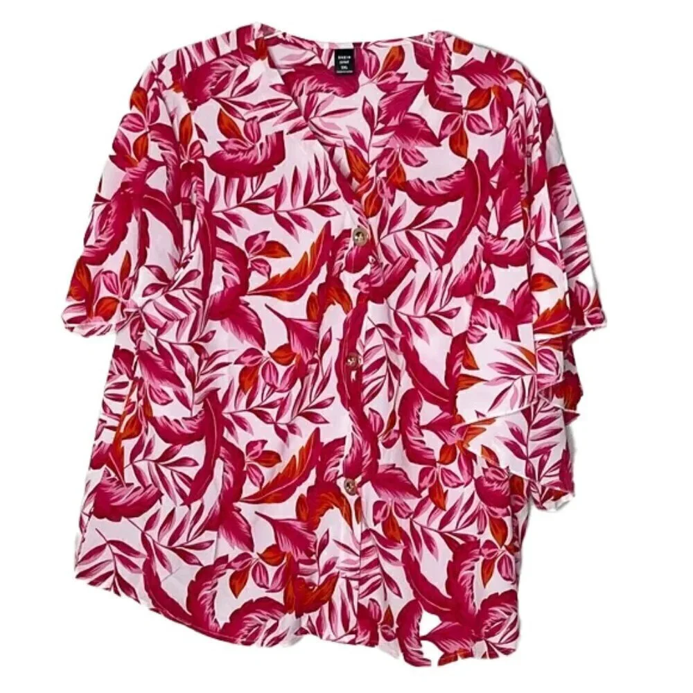 ❤️ 🆕 SHEIN vcay Curve butterfly sleeve blouse Size 1XL - Picture 5 of 5